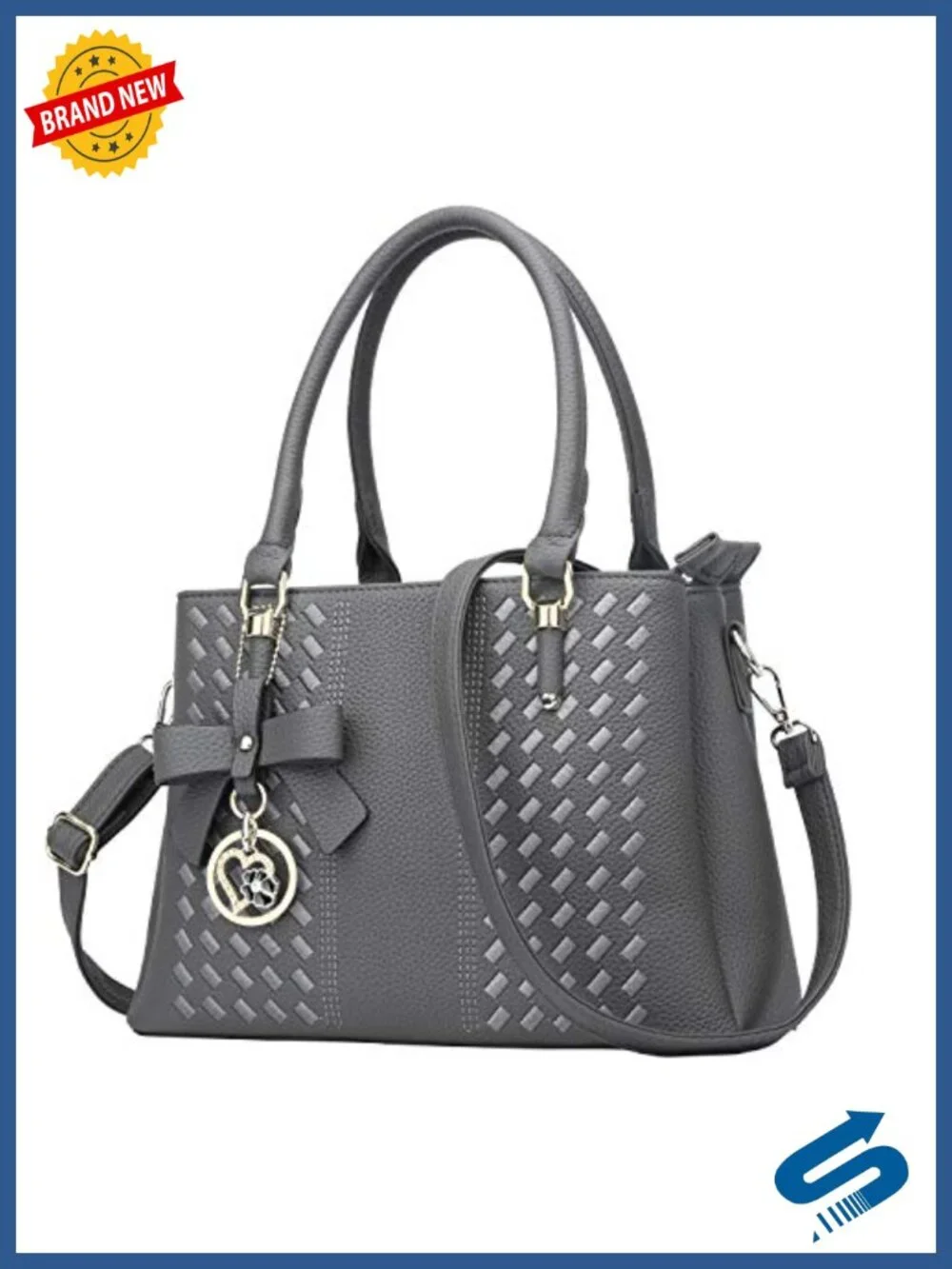 PU Leather Satchel Bag 3 Compartments Crossbody Purse Ladies Handbag